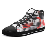 High-Top Canvas Shoes Abstract Composition with Geometric Shapes