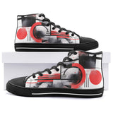 High-Top Canvas Shoes Abstract Composition with Geometric Shapes