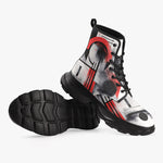 PU Leather Chunky Boots Abstract Composition with Geometric Shapes