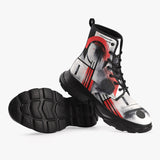 PU Leather Chunky Boots Abstract Composition with Geometric Shapes
