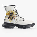 PU Leather Chunky Boots Bee with Honeycomb