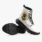 PU Leather Chunky Boots Bee with Honeycomb