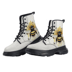 PU Leather Chunky Boots Bee with Honeycomb