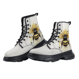 PU Leather Chunky Boots Bee with Honeycomb