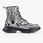 PU Leather Chunky Boots Optical Illusion Zebra Pattern