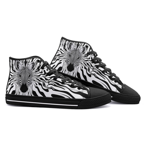 High-Top Canvas Shoes Optical Illusion Zebra Pattern