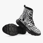 PU Leather Chunky Boots Optical Illusion Zebra Pattern