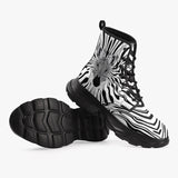 PU Leather Chunky Boots Optical Illusion Zebra Pattern