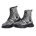 PU Leather Chunky Boots Optical Illusion Zebra Pattern