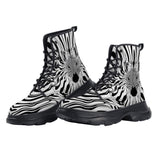PU Leather Chunky Boots Optical Illusion Zebra Pattern