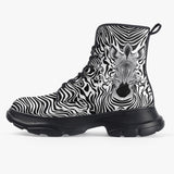 PU Leather Chunky Boots Black and White Zebra Art