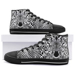 High-Top Canvas Shoes Black and White Zebra Art