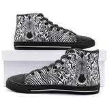 High-Top Canvas Shoes Black and White Zebra Art