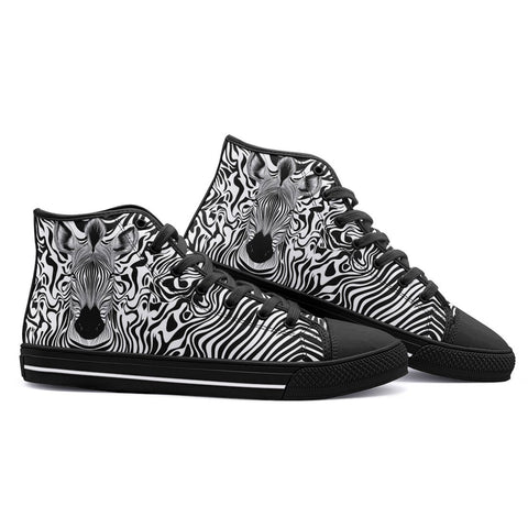 High-Top Canvas Shoes Black and White Zebra Art