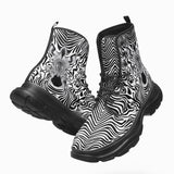 PU Leather Chunky Boots Black and White Zebra Art