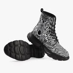 PU Leather Chunky Boots Black and White Zebra Art