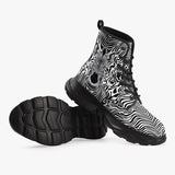PU Leather Chunky Boots Black and White Zebra Art