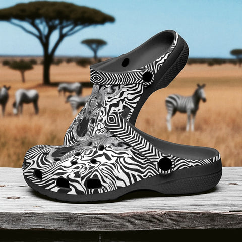 Classic Clogs Black and White Zebra Art
