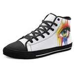 High-Top Canvas Shoes Watercolor Eye with Paint Dripping