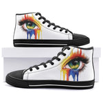 High-Top Canvas Shoes Watercolor Eye with Paint Dripping