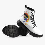 PU Leather Chunky Boots Watercolor Eye with Paint Dripping