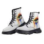 PU Leather Chunky Boots Watercolor Eye with Paint Dripping