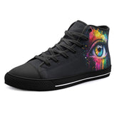 High-Top Canvas Shoes Colorful Eye with Rainbow Paint Dripping