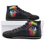 High-Top Canvas Shoes Colorful Eye with Rainbow Paint Dripping