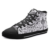 High-Top Canvas Shoes Ancient Egyptian Symbols and Elements
