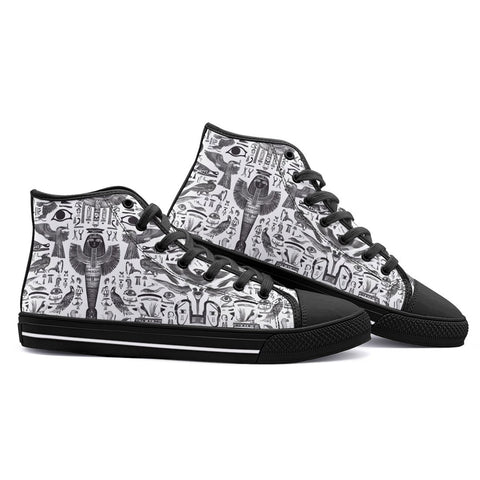 High-Top Canvas Shoes Ancient Egyptian Symbols and Elements