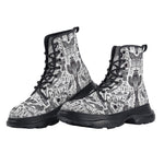 PU Leather Chunky Boots Ancient Egyptian Symbols and Elements