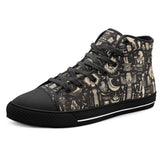 High-Top Canvas Shoes Egyptian Symbols and Artifacts