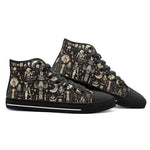 High-Top Canvas Shoes Egyptian Symbols and Artifacts