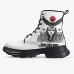 PU Leather Chunky Boots Egyptian God with Red Eyes