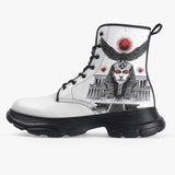 PU Leather Chunky Boots Egyptian God with Red Eyes