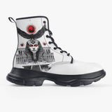 PU Leather Chunky Boots Egyptian God with Red Eyes