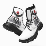 PU Leather Chunky Boots Egyptian God with Red Eyes