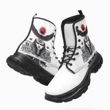 PU Leather Chunky Boots Egyptian God with Red Eyes