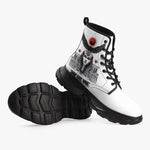PU Leather Chunky Boots Egyptian God with Red Eyes