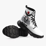 PU Leather Chunky Boots Egyptian God with Red Eyes