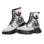 PU Leather Chunky Boots Egyptian God with Red Eyes