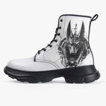 PU Leather Chunky Boots Egyptian God Anubis