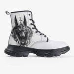 PU Leather Chunky Boots Egyptian God Anubis