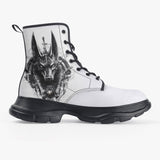 PU Leather Chunky Boots Egyptian God Anubis