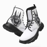 PU Leather Chunky Boots Egyptian God Anubis