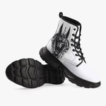 PU Leather Chunky Boots Egyptian God Anubis