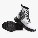 PU Leather Chunky Boots Egyptian God Anubis