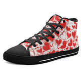 High-Top Canvas Shoes Love Hearts Pattern