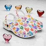 Classic Clogs Colorful Glass Hearts and Flowers