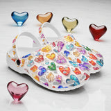 Classic Clogs Colorful Glass Hearts and Flowers